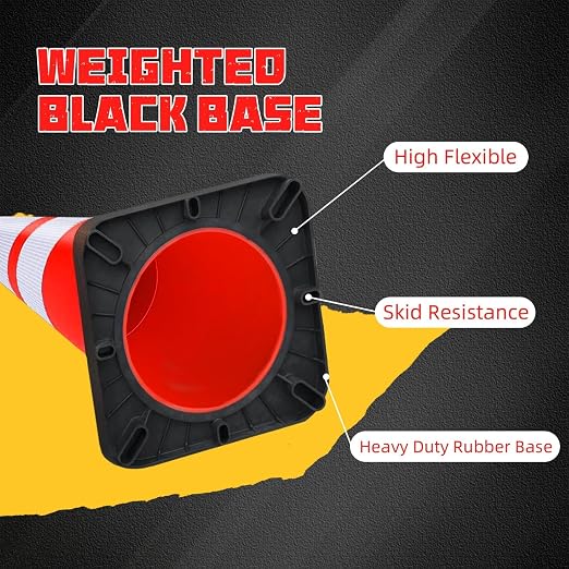 3 Pack 28 Inch Traffic Safety Cones Orange Road Parking Cones Heavy Duty Construction Cone Structurally Stable for Traffic Control at Public Place (3)