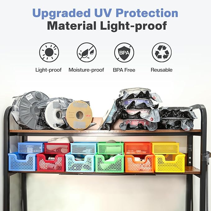 Vacbird 30pcs Filament Storage Bags Light-Proof Vacuum Storage Kit with USB Pump, 3D Printer Filament Vacuum Sealed Bags for Keeping Dry, Plus Size 32X34cm