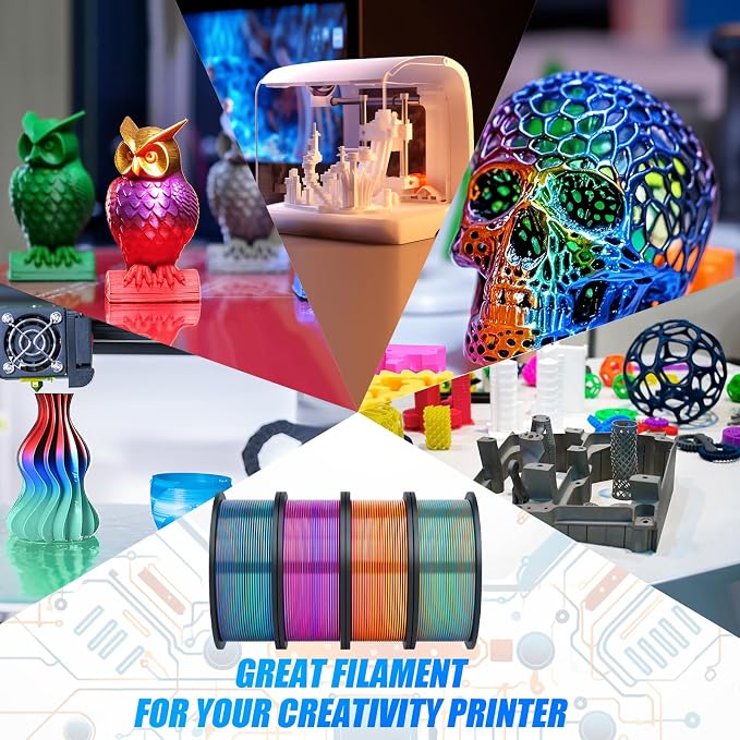 Pangda 3D Printer Filament Pla Bundle 1.75mm Multicolor, ±0.02mm Dimensional Accuracy, 3D Printing Filament for DIY Projects, Holiday Crafts(1 kg,Gradient Color)
