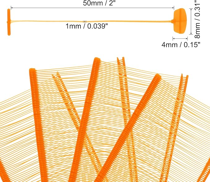 uxcell 5000pcs 2 Inch(50mm) Micro Tagging Gun Fasteners, Tag Pins Clothing Tagging Barbs Attachments Plastic Garment Price Tag Barb for Clothes, Orange