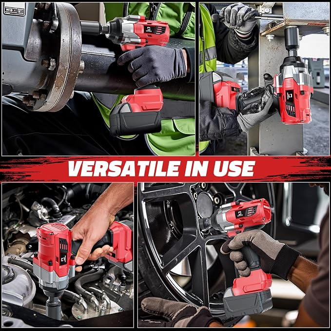 Cerycose 1000 FT-LBS Cordless Impact Wrench 1/2" Compatible with Milwaukee 18V Battery – with 6 Sockets and Toolbox, Brushless Electric Impact Gun, Includes LED Work Light – High Torque Driver