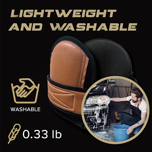 Super Soft Leather Knee Pads for Work With Extra Two Pairs of Liners, Shorts Available, Replaceable Inner Cushion Knee Pads for Construction, Garden, Clean, Floor and Garage – Beige for Man