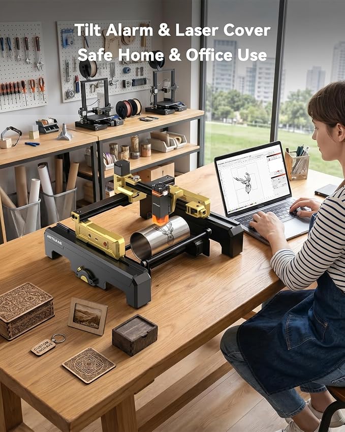 T1 Laser Engraver,Foldable Laser Engraver Machine with App Control Protective Case,Portable Lazer Cutter and Engraving Machine for Small Business DIY Crafts Wood Leather(T1 3000mW)