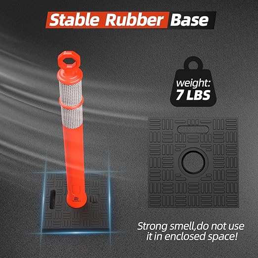 RoadHero 42 Inch Delineator Post with Base, Portable Orange Traffic Delineator Posts Cones with Reflective Collars for Parking Lots, Road Safety, Construction Events (3 Pack)