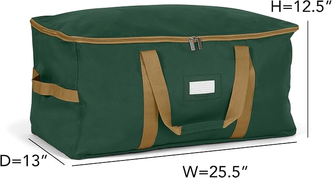 Covermates Keepsakes Treasurekeeper Storage Bag - Carrying Handles, ID Window - Holiday Storage, Green