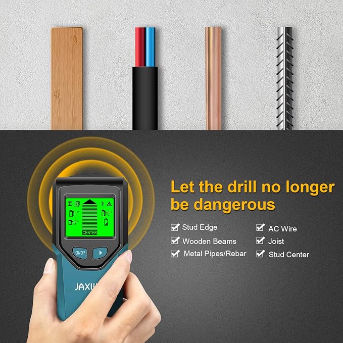 Stud Finder Wall Scanner - 5 in 1 Stud Finder Tool w/Smart Chip and HD LCD Display, Stud Detector Beam Finders for the Center and Edge of Wood AC Wire Metal Studs Joist Pipe (‎Dark Aqua)