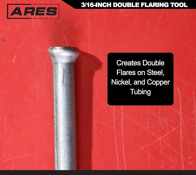 ARES 18025-3/16-Inch Double Flaring Tool - Includes Flaring Tool and Op1/Op2 Punch - Creates Double Flares on 3/16-Inch Steel, Nickel & Copper Tubing