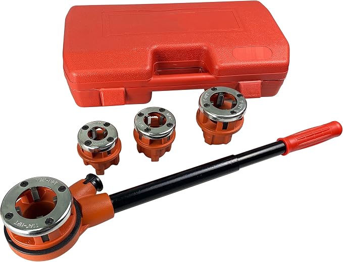HFS(R Ratchet Pipe Threader Kit Ratcheting Pipe Threading Tool Set (4 dies) 1/2", 3/4", 1" 1-1/4"