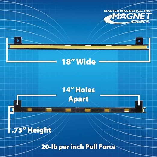 Master Magnetics 18" Magnetic Bar Tool Organizer - Easy to Install Magnet Storage Holder for House, Garage, Shed, or Job Site - Black Powder Coat