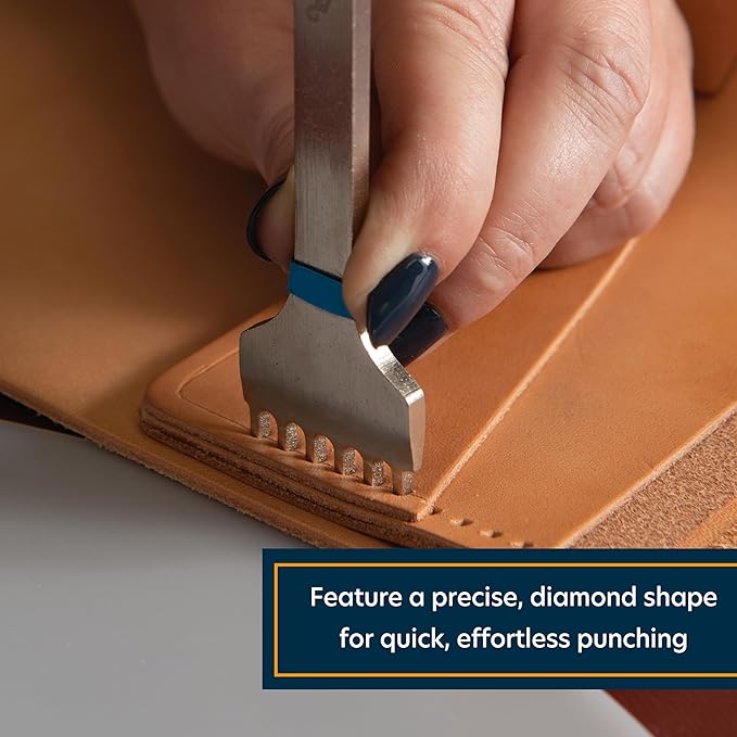 Weaver Leather Supply Diamond Leather Stitching Chisel Set, Precise 5mm Hole Punch, Color-Coded Hole Punch Set for Hand Sewing and Saddle Stitching