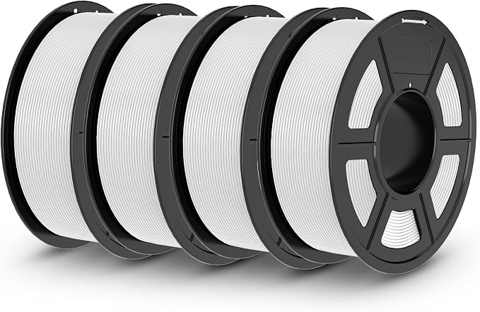 TECBEARS PLA 3D Printer Filament, 4KG PLA Filament 1.75mm, Neatly Wound 3D Printing Filament, Dimensional Accuracy +/- 0.02 mm,1 Kg Per Spool, Pack of 4, White