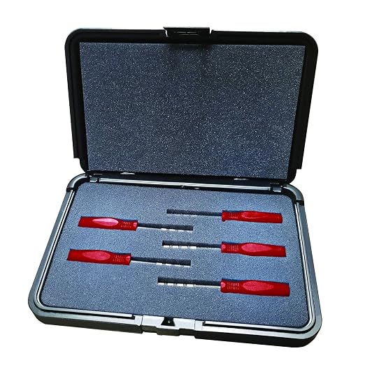 Forster Products Set of 5 Neck Tension Gauge, .224, .243, .264, .284, and .308 Gauge, Case Mouth Gauges for Reloading, Case Prep, Four Stepped Diameters with Size Etched on Each Tool