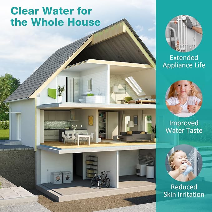 SimPure Whole House Water Filter Cartridges 5 Micron 20" x 4.5" PP+CTO+GAC/KDF 3-Stage Sediment Carbon and Heavy Metal Filter Set, for DB20P-3KDF, WGB32B-KS, DGD-5005-20, FC25B, 1 Set