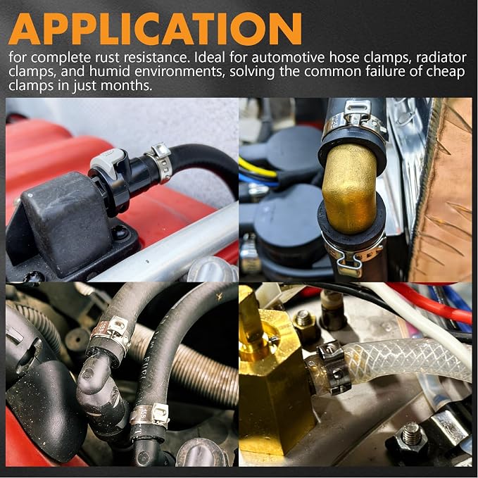 360PCS Single Ear Hose Clamp Kit,16 Sizes 5.3-36.1mm 304 Stainless Steel with Crimping Pliers,Oetiker Style Crimp Clamp for Automotive,Plumbing,HVAC,Marine