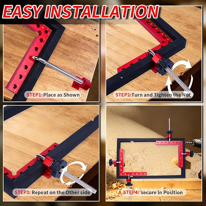 Corner Clamps for Woodworking, 8PCS 90 Degree Right Angle Clamps with Storage Box, 4PCS 5.5" & 4PCS 3.14" Aluminum Alloy Positioning Squares Woodworking Tools for Cabinets, Frames, Drawers