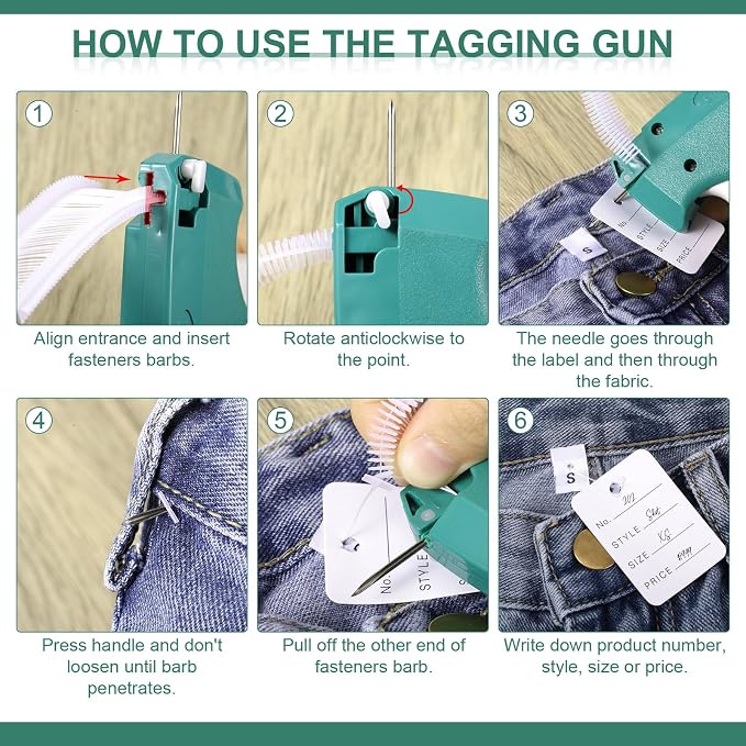 Chumia 3576 Pcs Tagging Guns for Clothes Labels Attacher Stitch Guns for Clothing with 3000 Barbs, 5 Needles and 100 Price Tags, Sewing Kit for Retail Stores, Garage Yard Sales(Black, White)