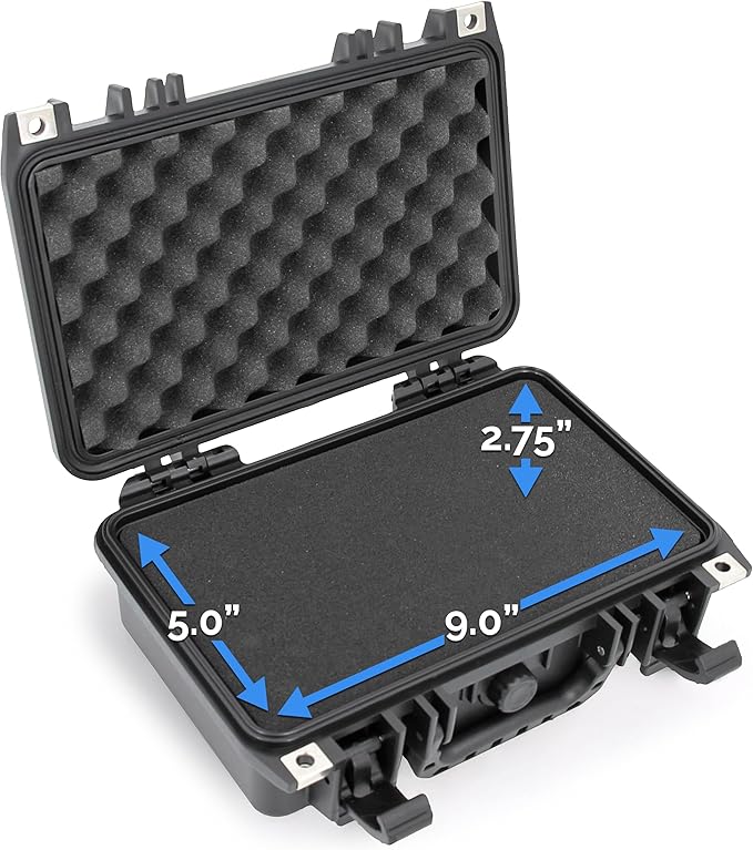 CASEMATIX 12" Waterproof Hard Case with Customizable Foam for Portable Electronics, Tools and Accessories - Hard Shell Plastic Case with Pre-Diced Travel Case Foam Interior