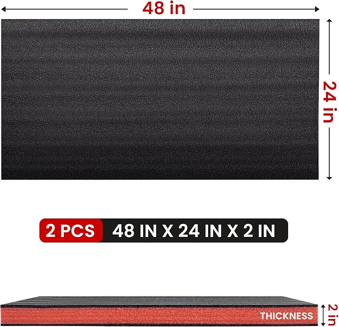 Tool Box Foam, 2Pack 48x24x2 inch, Foam Inserts for Cases,Cuttable Polyethylene Storage Sheets for Toolbox Hard Case,Drawer Camera Toolbox Storage, Tool Shadow Insert
