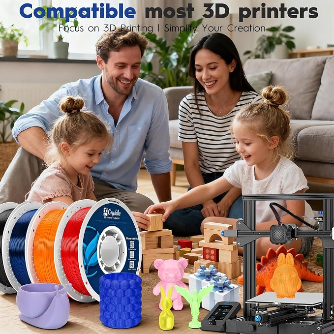 2KG PLA Filament 1.75mm Black Bundle (2 Rolls x 1kg) - High Precision ±0.02mm, Smooth Printing & Low Warping, 2-Pack Value Set for FDM 3D Printers