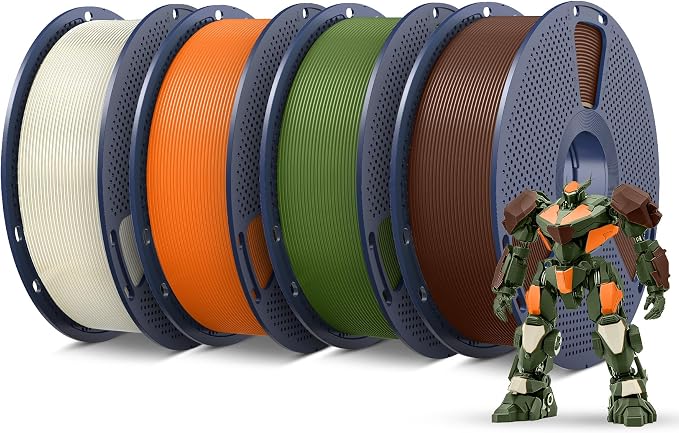 SUNLU PETG Filament 1.75mm 4KG Bundle, Less Stringing and Good Layer Adhesion, 3D Printer Filament 4kg, 1kg per Spool, Pack of 4, 4 Colors,Bone White+Coffee Brown+Sunny Orange+Olive Green.