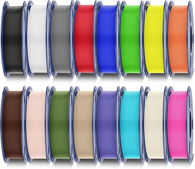 SUNLU 16 Color PETG Filament Bundle Multicolor, PETG 3D Printer Filament 1.75mm, Individually Vacuum Packed, 0.25kg per Spool, 4kg in Total, 16 Pack.16 Regular Solid Color.