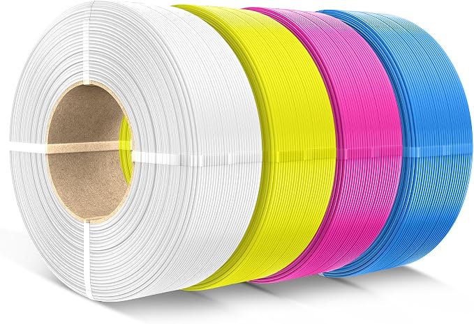 SUNLU Filament Refill 1.75mm,White+Magenta+Yellow+Cyan | pla Refill 4kg,Suitable for Bambu Lab Filament and SUNLU Reusable spools,Dimensional Accuracy +/- 0.02 mm.