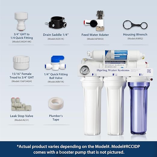 iSpring RCC1D Tankless RO/DI System, 5 Stage De-ionization Reverse Osmosis Water Filter System, 150 GPD Tankless RO Water Filter System for Aquarium with DI Water Filter