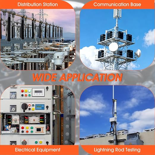 Professional Ground Earth Resistance Tester, 20/200/2000Ω Digital Meter with AC Voltage, Backlight LCD Display, Data Hold & Overload Protection, Safety Tester for Electricians, HVAC & Workers
