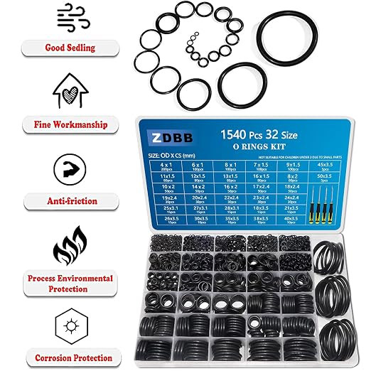 ZDBB 1555 PCS 32 Size O Ring Kit+16 Size Rubber Washers Assortment Kit for Plumbing Faucet Water Pipe Garden Hose Washers Shower Heads Gasket Repair and Air or Gas Connections