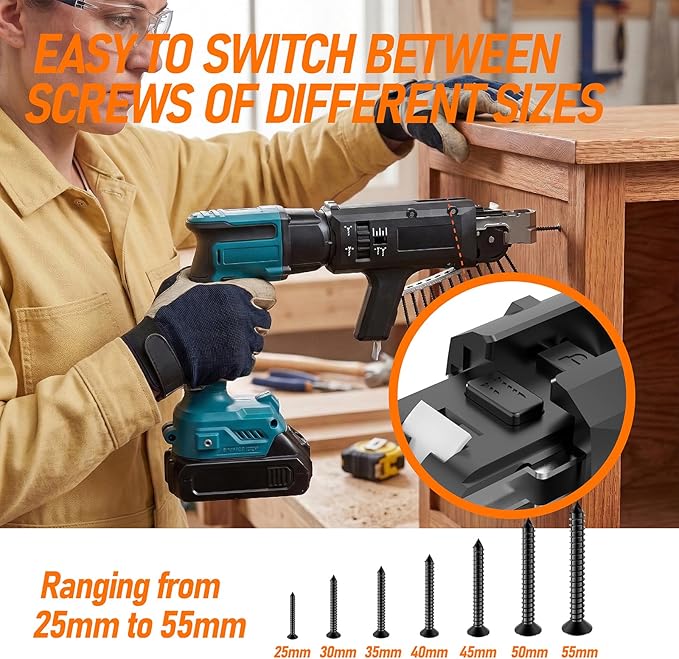 18V Cordless Drywall Screw Gun, 2-in-1 Self-Feeding Drywall Screwdriver | Includes Collated Attachment, Tool Bag and 4.0Ah Battery, Perfect for DIY and Professional Use