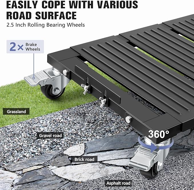 KEDSUM 1800LBS Furniture Dolly with Panel, Heavy Duty Appliance Dolly with 100% Thicken Steel Frame, Flat Movers with Brake System, All Terrain Used for Moving, Warehouse, 24 in. x 17 in.