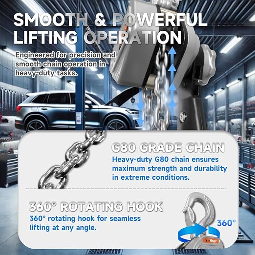 1/2 Ton Mini Lever Hoist, Chain Hoist Come Along 10FT, Aluminum Alloy Small Puller Hoist G80 Chain with Safety Hook, for Lifting Pulling Garages Warehouse, Presents for Dad Husband Men