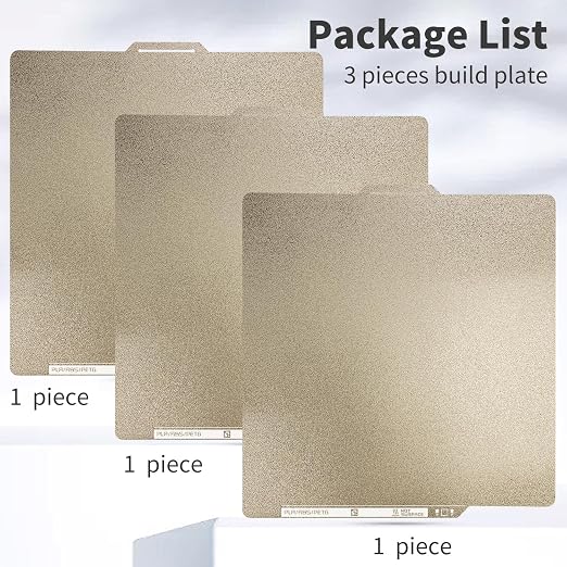 3-Pack PEI Build Plate 257×257mm for Bambu Lab P2S/P1S/P1P/X1C/X1/X1E/A1, Double Sided Textured PEI Sheet Premium Print Bed Compatible with Bambu Lab Series 3D Printers