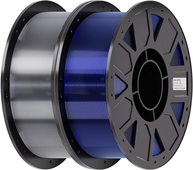 Creality Ender PETG 3D Printer Filament 1.75mm 2KG (4.4bs), High Precision, Strong Toughness, Odorless, Better Flow, Moistureproof 3D Printing Ender PETG Filament, Clear & Transparent Blue