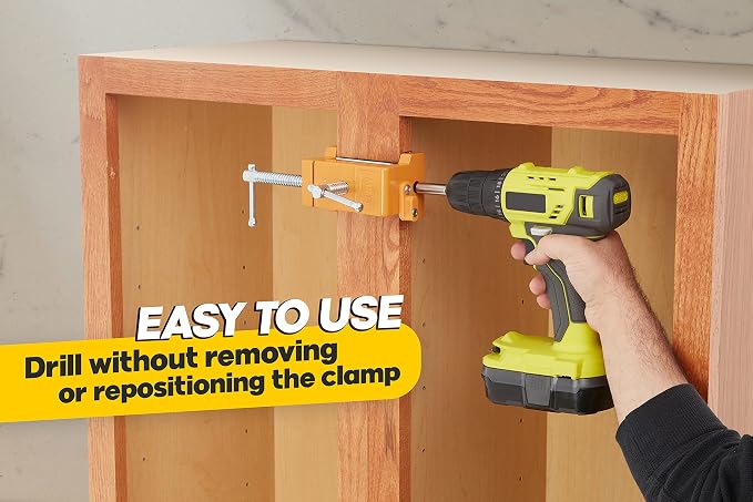 MANRAM Cabinet Clamps 4 Pack A Great Gift for Dad, Heavy Duty Cast Steel Face Frame Alignment Tool with Integrated Drill Guide, EVA Protective Pads and Carrying Case for Cabinet Installation