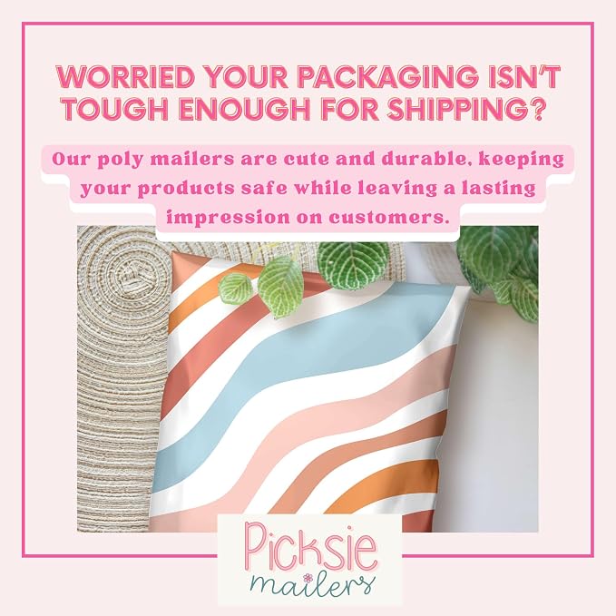 Picksie Mailers - Boho Poly Mailers 10x13 100 Pack Bundle Bulk Polymailers Shipping Supplies for Small Business Boutique Envelope for Clothing Cute Designer Plastic Bags - Boho Bundle
