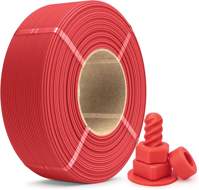SUNLU PETG Filament Refill 1.75mm 1KG, High Speed 3D Printer Filament Refill, No-Spool Matte PETG Refill for Reusable Spools Compatible with Bambu Labs Filament Printer, 1KG/Roll (Matte Red)
