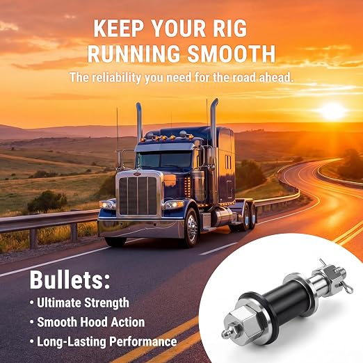 Peterbilt Engine Hood Hinge Pivot Bolt & Bushing Kit, Stainless Steel Greaseable Hinge Hardware Replacement for Peterbilt 378, 379, 388, 389 Trucks