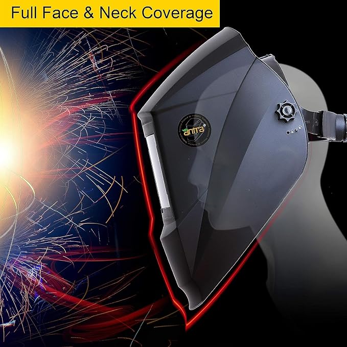 Antra Digital Auto Shade Darkening Welding Helmet DP8-G - True Color TOP Optical Class 1/1/1/1, Wide Shade Range 4/5-14 w Shade Lock, Low TIG Rating 2A - Precision Protection for Welding Excellence