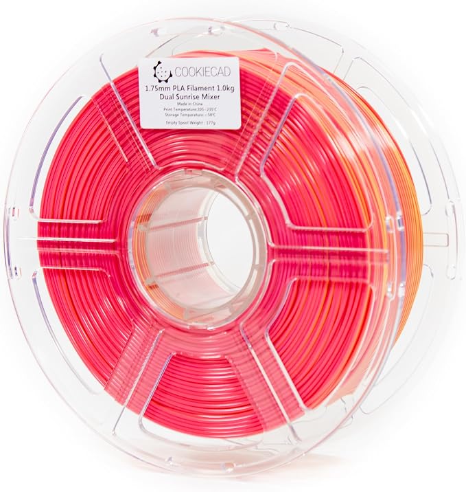 Cookiecad PLA Filament 1.75mm 1kg Dual Color Multicolor 3D Printer Filament - Sunrise Mixer PLA