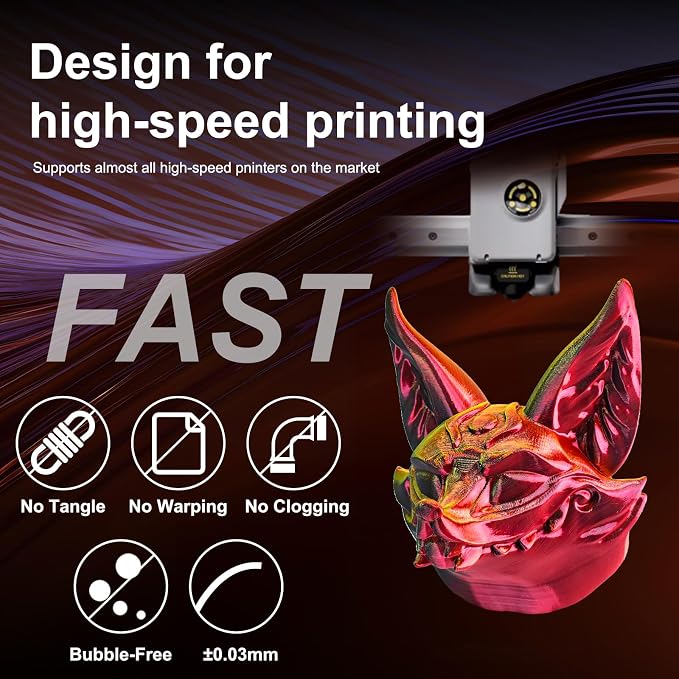 ERYONE Silk Tri Color PLA Filament 3D Printer 1.75mm +/- 0.03mm, Multicolor Filament Tricolor PLA 1KG(2.2lbs) Cardboard Spool, Red Gold Black