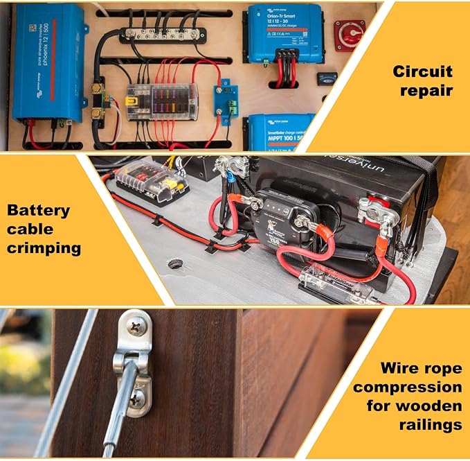 Hydraulic Crimping Tool and Cable Cutter,12 AWG to 2/0 (00), Battery Cable Crimper with 9 Crimping Dies, Hydraulic Wire Crimper Kit for Cable Lug, Ring Terminals, Wire Rope