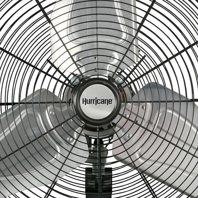 Hurricane Pro Commercial Grade Oscillating Metal Wall Mount Fan w/ 3 Speeds, Black, 20" - Corded Electric Air Cooling Unit w/ Powerful 4600 CFM Airflow for Home, Garage, Gym, Workshop & Greenhouse