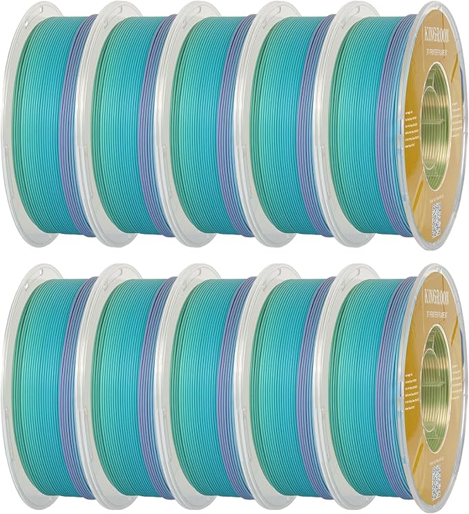 Kingroon Matte PLA Filament 1.75mm 3D Printer Filament Matte Filament 10kg Dimensional Accuracy +/- 0.02 mm (10 Rolls Matte Rainbow)