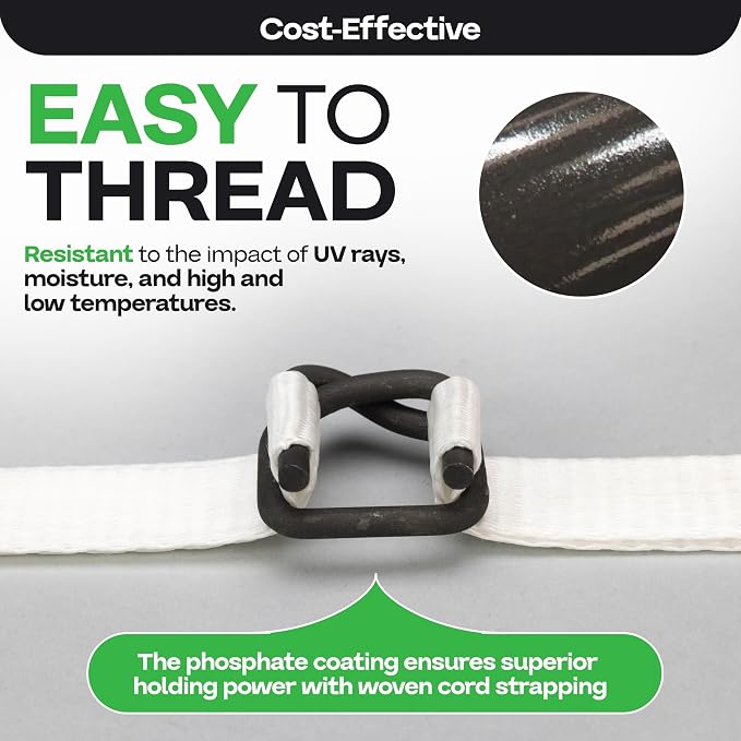 Cord Strapping Buckles 3/4", Pack of 500 - Heavy-Duty Metal Buckles with Phosphate Coating for Woven Cord Strapping - Reusable Metal Buckle for Strapping - SKU BP-34-500 by IDL Packaging