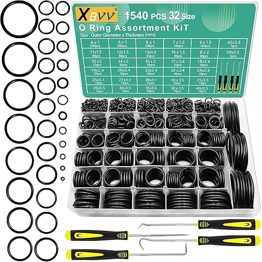 XBVV 560 Pcs Faucet Washers & SAE O Ring and 1540 Pcs Metric O Ring Kit for Automotive Hydraulic Faucet Plumbing Sealing Repair(3 in1 Kit)