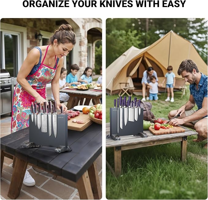 Magnetic Knife Holder, Magnetic Knife Block without Knives, Strong Double Sided Magnet Knife Storage Strip for Kitchen Counter-Black