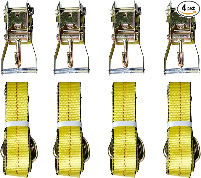 12pc Combo Lasso Wheel Lift Straps 2" Ratchets J Finger Hooks Tow Truck Tie Down - Yellow