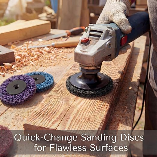 Macarrie 150 Pcs 2 Inch Surface Conditioning Sanding Discs Quick Change Fine Medium Coarse Sanding Pads Die Grinder Accessories for Surface Strip Grind Polish Burr Finish(Black,Blue,Purple)