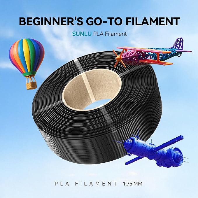 SUNLU Filament Refill 1.75mm,4 White | pla Refill 4kg,Suitable for Bambu Lab Filament and SUNLU Reusable spools,Dimensional Accuracy +/- 0.02 mm.